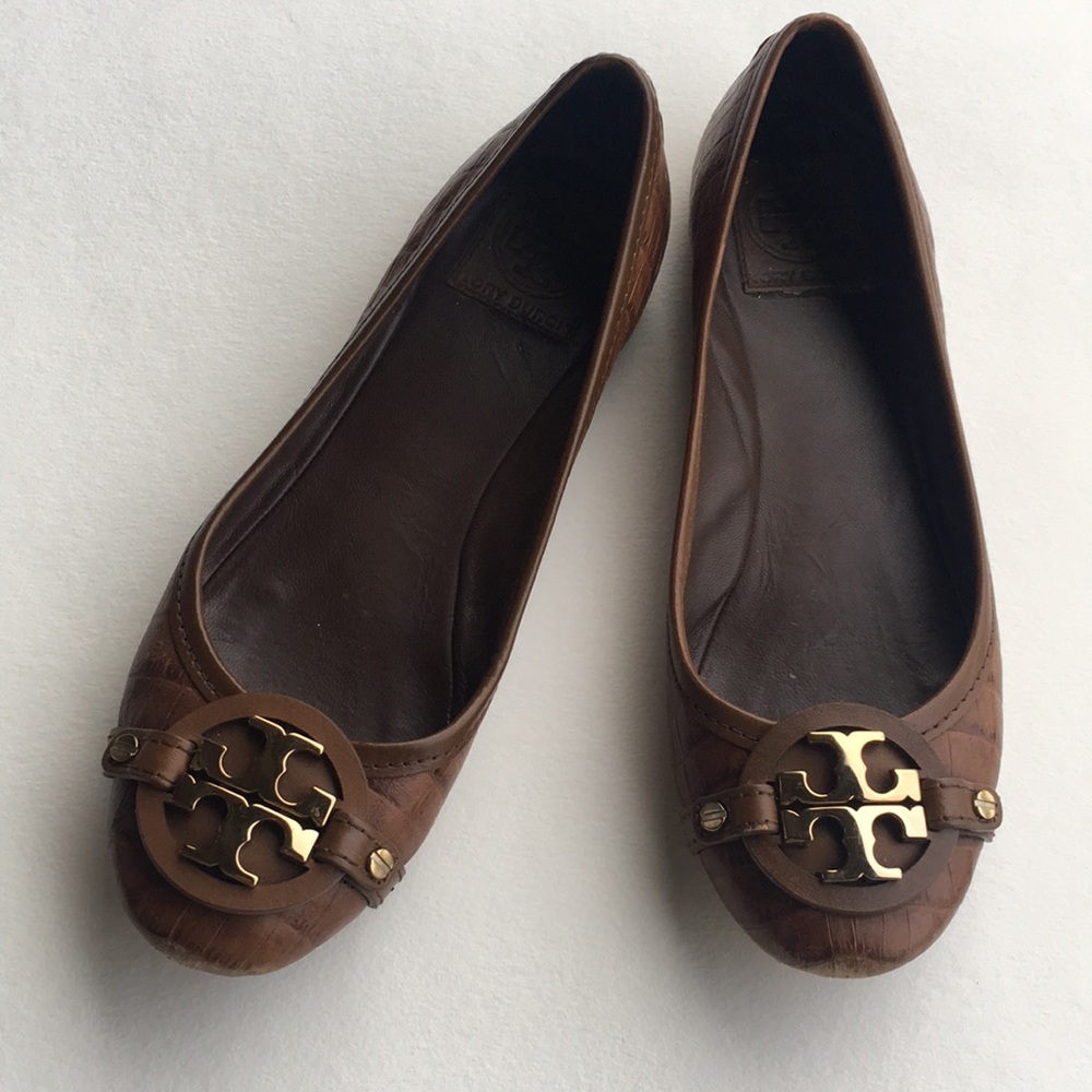 Saddle brown Tory Burch flats